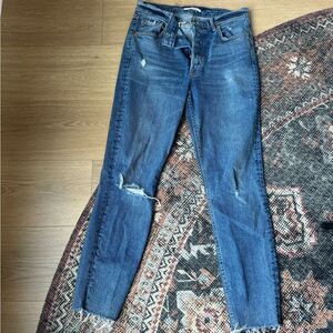 GRLFRND Karolina High Rise Straight Crop in color sixpence
